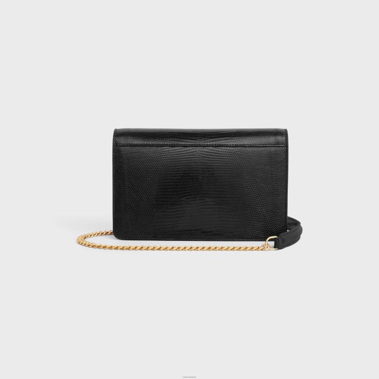 CELINE zwart portemonnee aan ketting margo in hagedis 4TLH8359