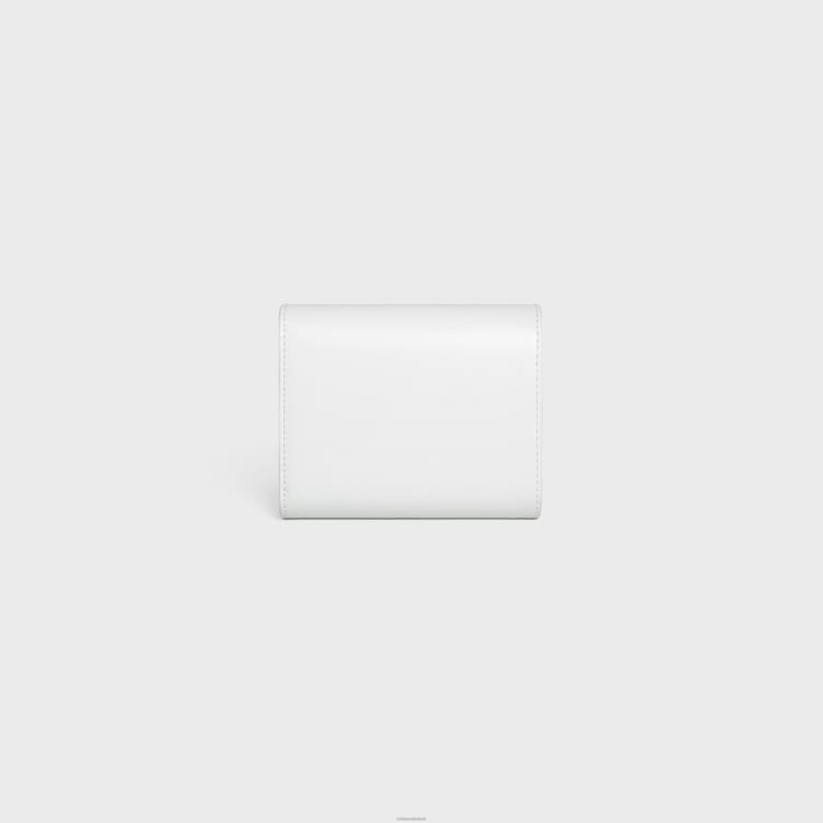 CELINE blanco de blanco kleine portemonnee triomphe van glanzend kalfsleer 4TLH8400