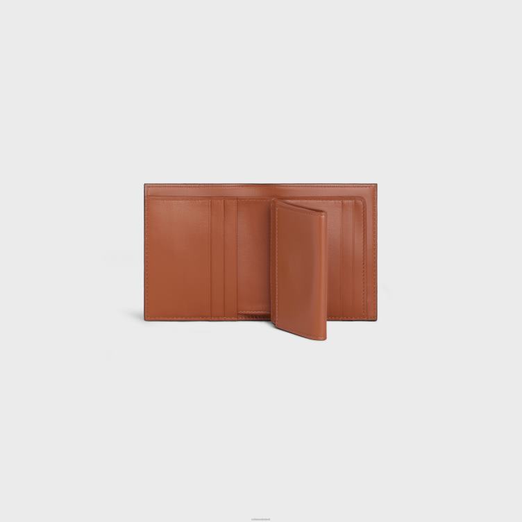 CELINE bruinen Portemonnee met klein bandje van triomphe canvas en lamsleer 4TLH8480