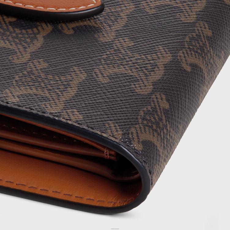 CELINE bruinen Portemonnee met klein bandje van triomphe canvas en lamsleer 4TLH8480