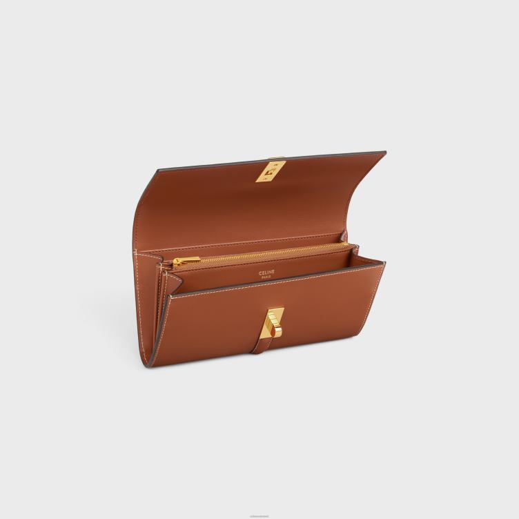 CELINE bruinen grote portemonnee 16 van glanzend kalfsleer 4TLH8423