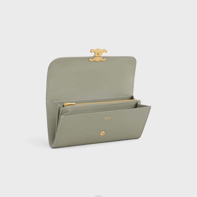 CELINE groene klei grote portemonnee triomphe van glanzend kalfsleer 4TLH8443
