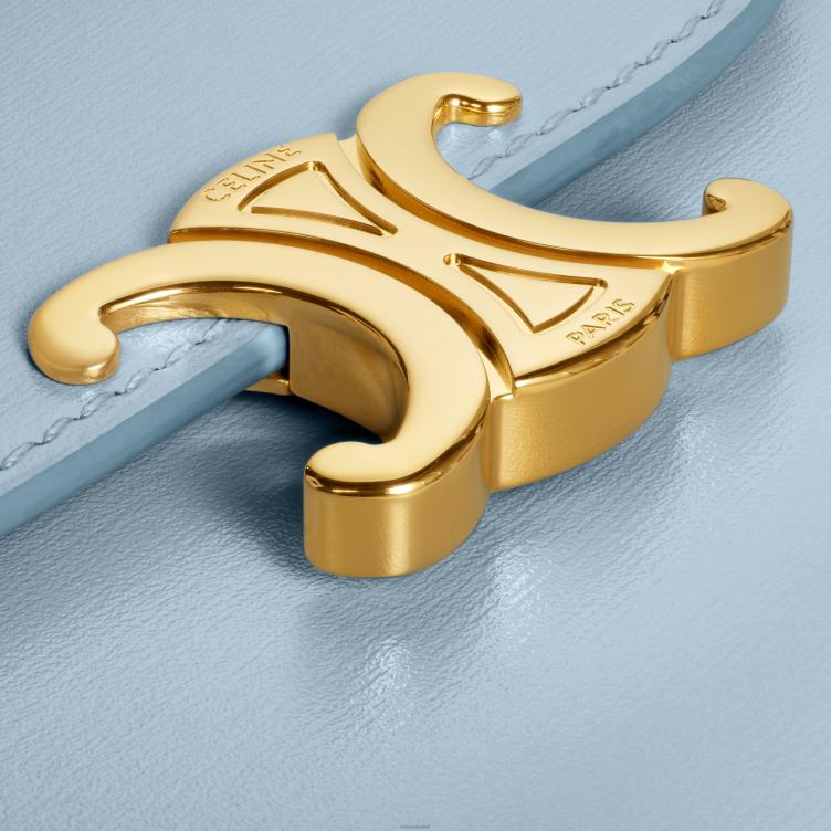 CELINE lichtblauw kleine portemonnee triomphe van glanzend kalfsleer 4TLH8413