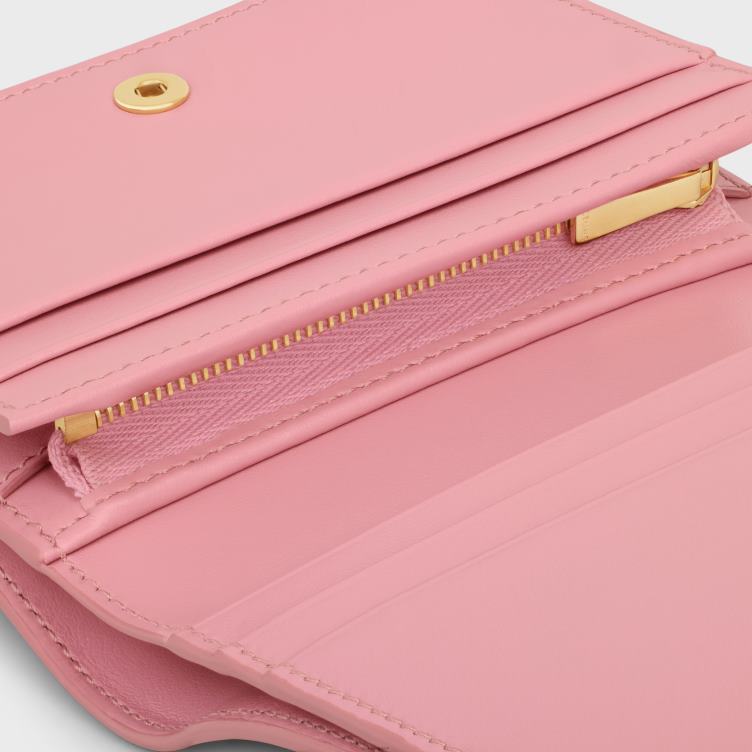 CELINE roos triomphe compacte portemonnee van glanzend kalfsleer 4TLH8406