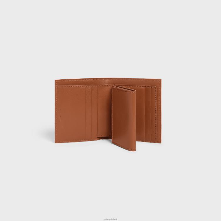 CELINE wit/bruin Portemonnee met klein bandje van triomphe canvas en lamsleer 4TLH8481