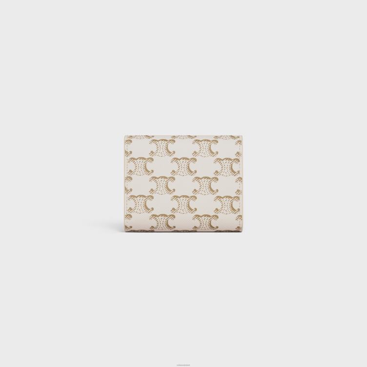 CELINE wit/bruin kleine portemonnee triomphe in triomphe canvas 4TLH8457