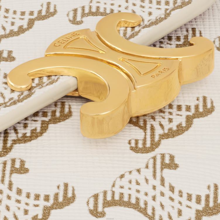 CELINE wit/bruin kleine portemonnee triomphe in triomphe canvas 4TLH8457