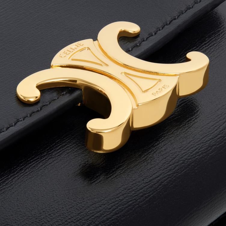 CELINE zwart compacte portemonnee met munttriomphe van glanzend kalfsleer 4TLH8407