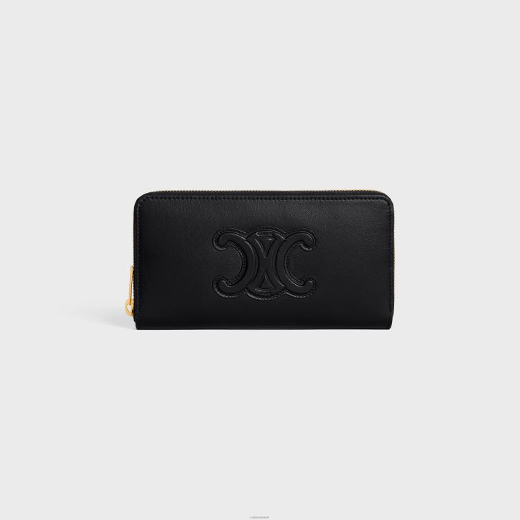 CELINE zwart grote portemonnee met ritssluiting cuir triomphe van glad kalfsleer 4TLH8469