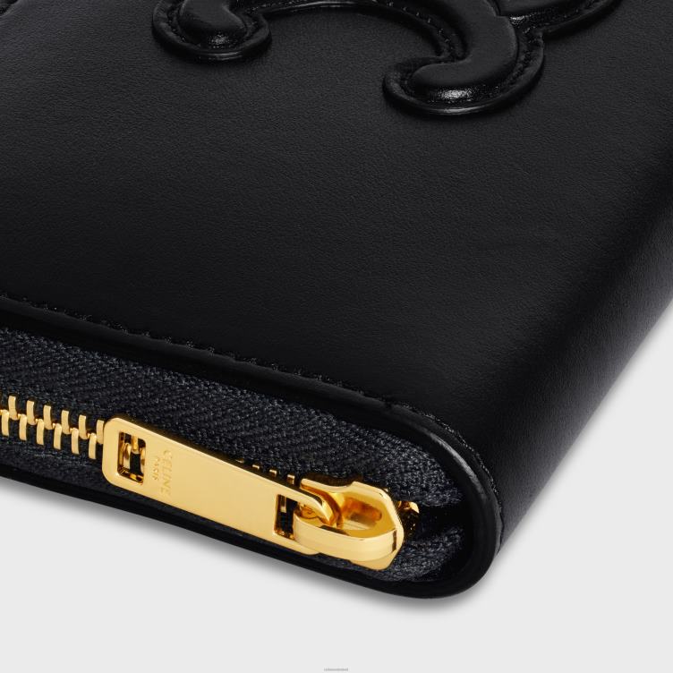 CELINE zwart grote portemonnee met ritssluiting cuir triomphe van glad kalfsleer 4TLH8469