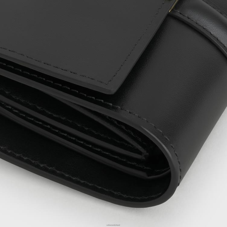 CELINE zwart kleine driebladige portemonnee 16 van glanzend kalfsleer 4TLH8466