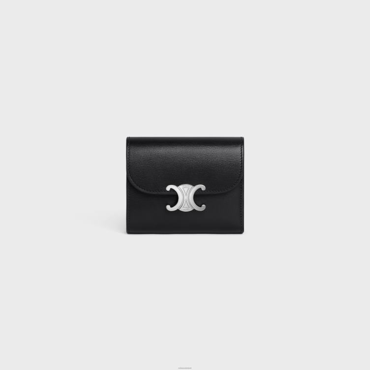 CELINE zwart kleine portemonnee triomphe van glanzend kalfsleer 4TLH8452