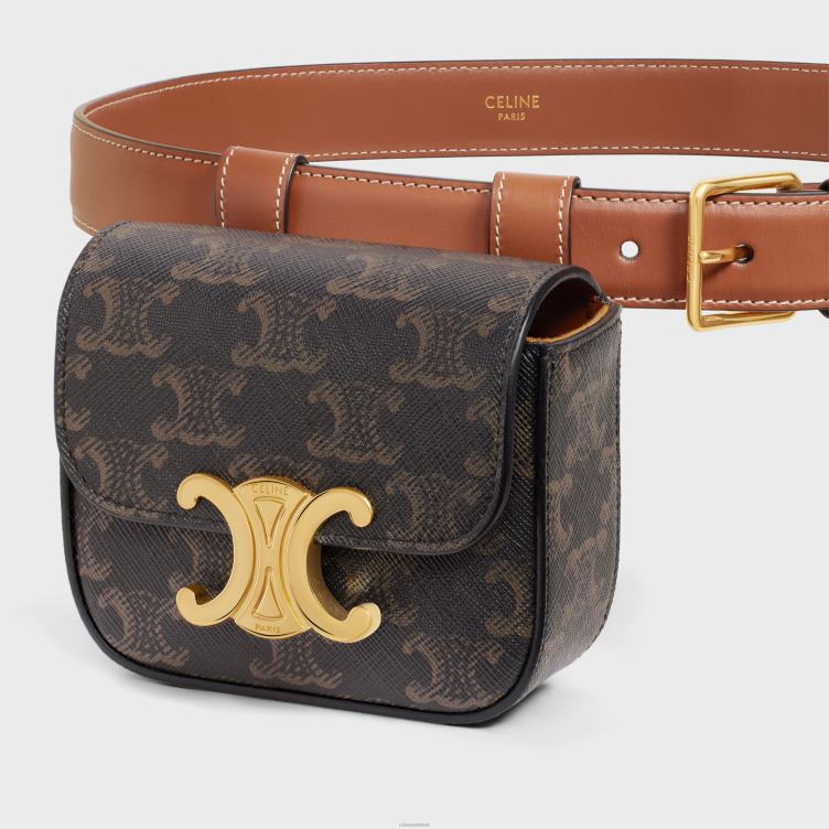 CELINE bruinen heuptas triomphe riem van triomphe canvas en kalfsleer 4TLH81096