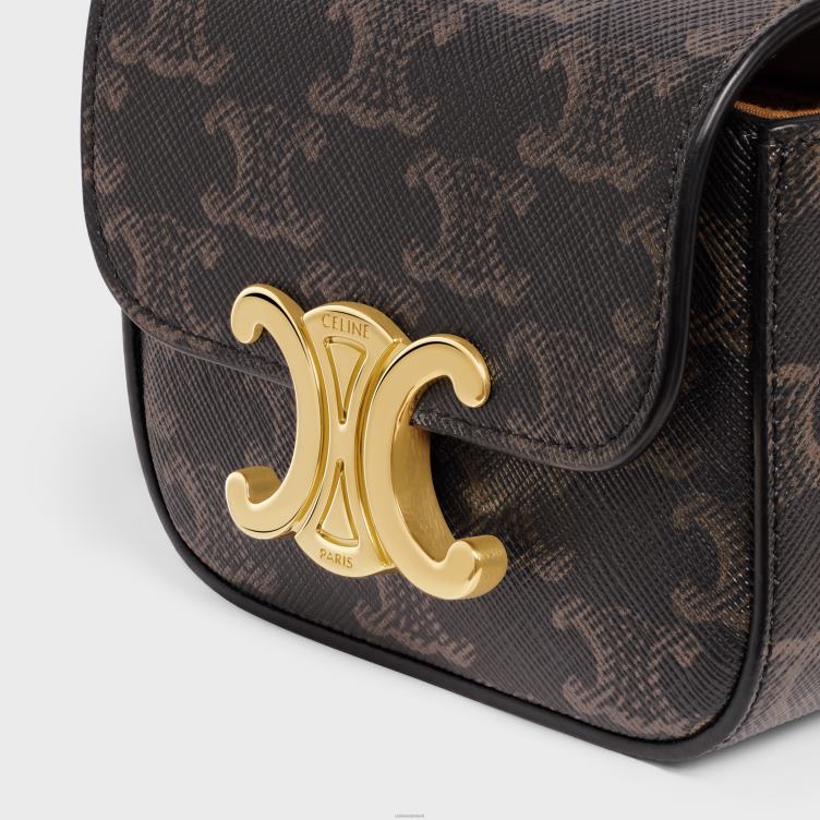 CELINE bruinen heuptas triomphe riem van triomphe canvas en kalfsleer 4TLH81096