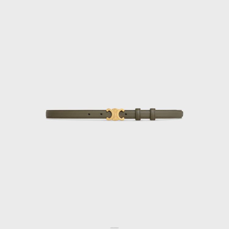 CELINE donker olijfgroen kleine triomphe-riem van glad kalfsleer 4TLH81073