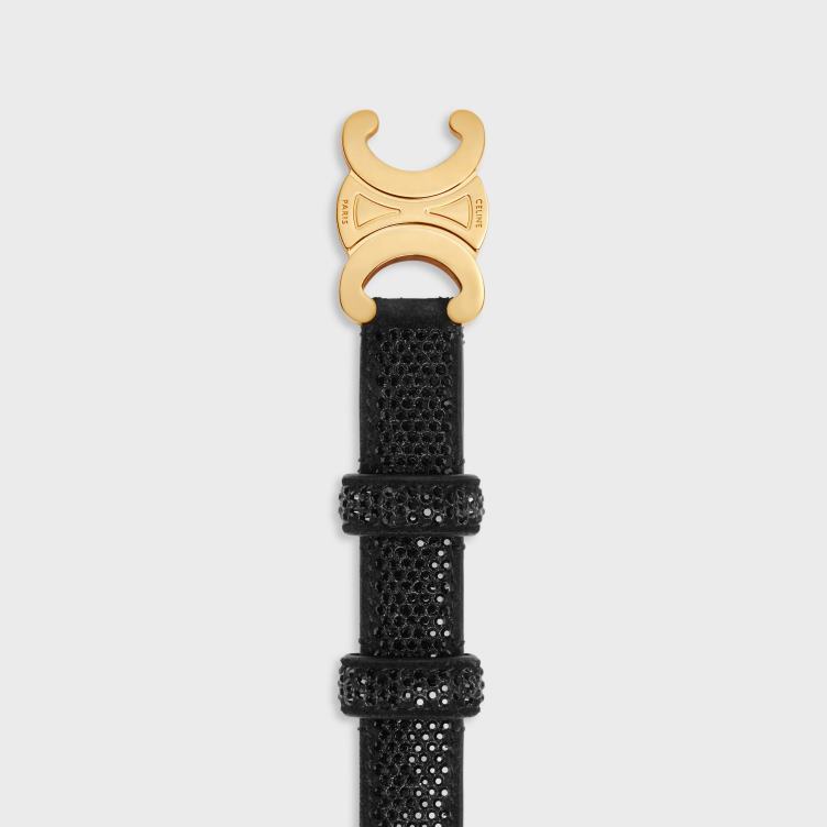 CELINE zwart Een kleine triomphe-riem van suède kalfsleer met strass 4TLH81079