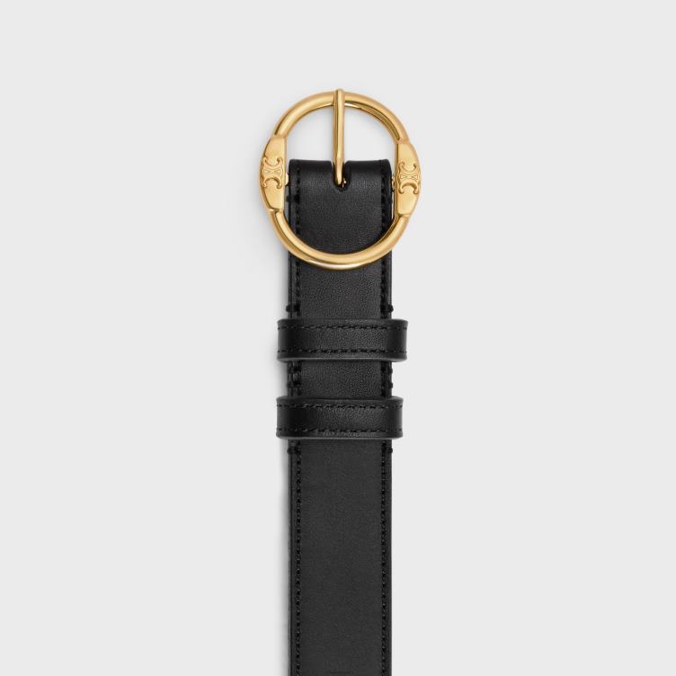 CELINE zwart Medium dubbele triomphe-riem van vintage kalfsleer 4TLH81026