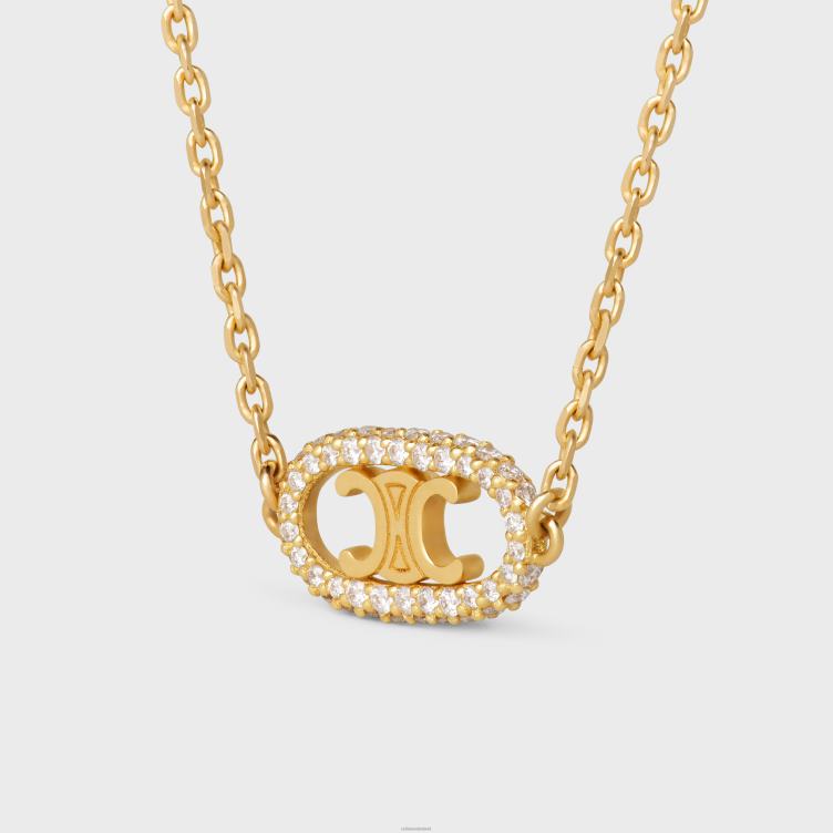 CELINE geel goud en wit maillon triomphe ketting in diamanten 4TLH81378