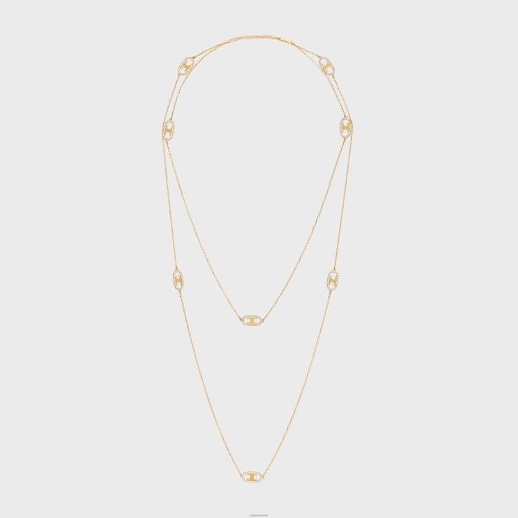 CELINE geel goud en wit maillon triomphe sautoir in diamanten 4TLH81389