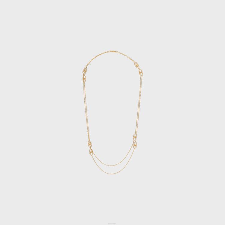 CELINE geel goud en wit maillon triomphe sautoir in diamanten 4TLH81389