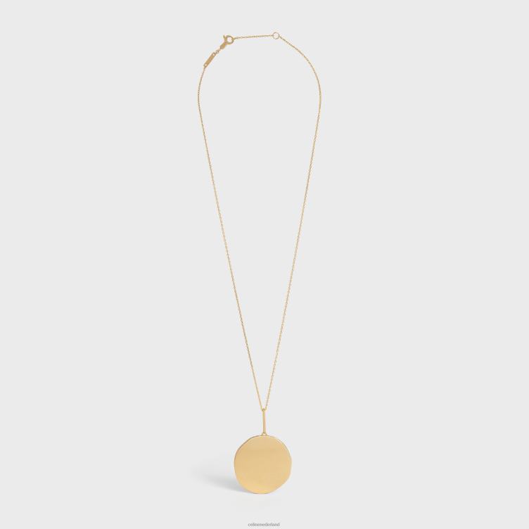 CELINE geel goud en wit medaille grote ketting in diamanten 4TLH81413