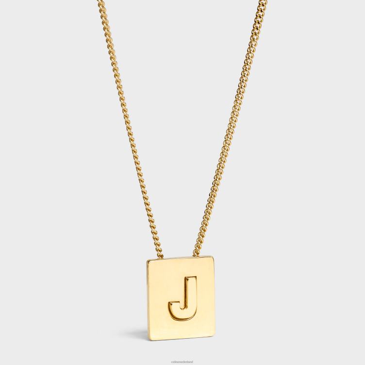CELINE goud Alfabet J-ketting van messing met afwerking 4TLH81333