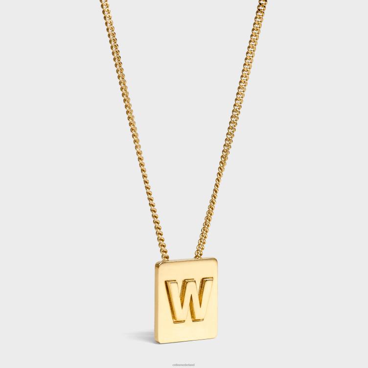 CELINE goud Alfabet W-ketting in messing met afwerking 4TLH81346