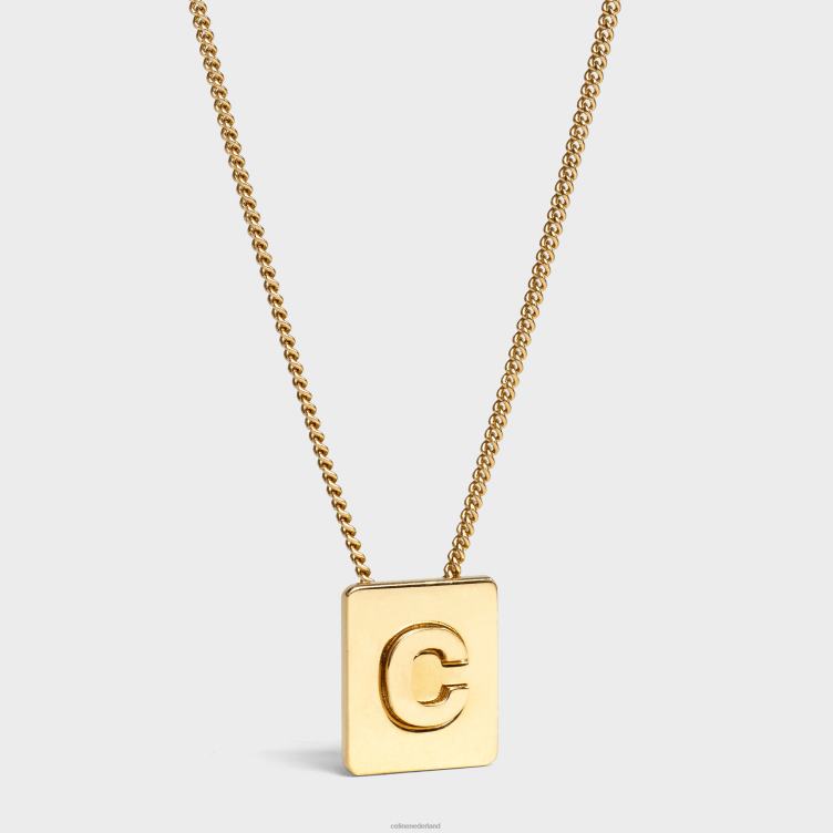 CELINE goud Alfabet c-ketting van messing met afwerking 4TLH81326