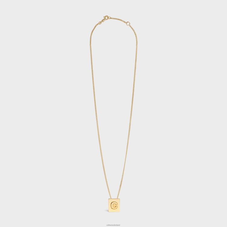 CELINE goud Alfabet c-ketting van messing met afwerking 4TLH81326