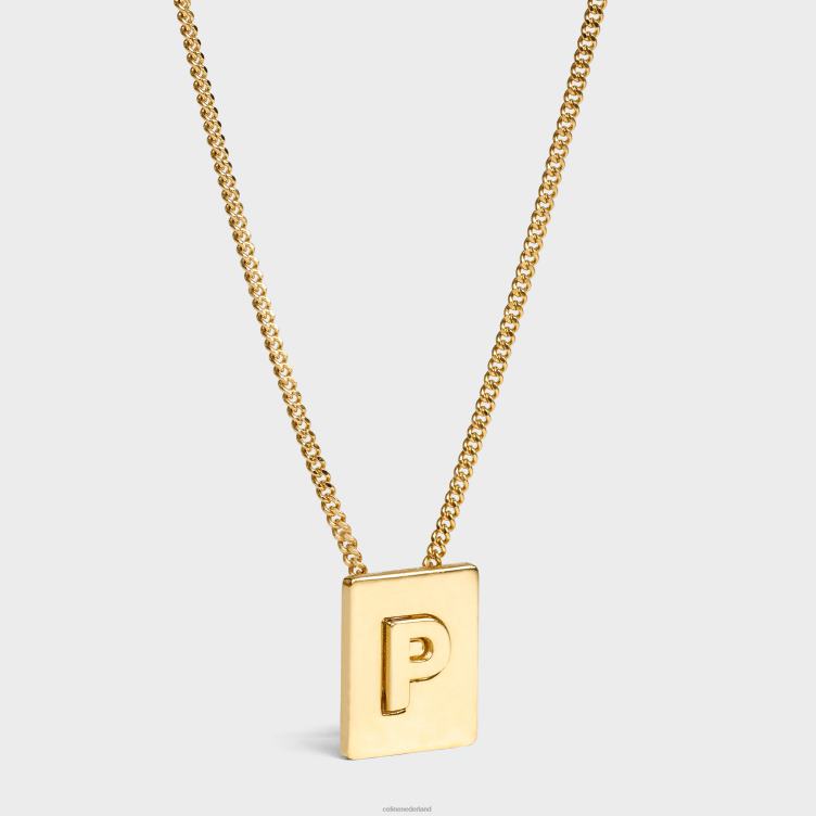 CELINE goud Alfabet p-ketting in messing met afwerking 4TLH81339