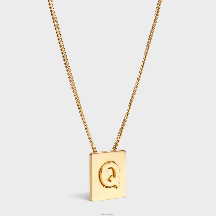 CELINE goud Alfabet q-ketting in messing met afwerking 4TLH81340