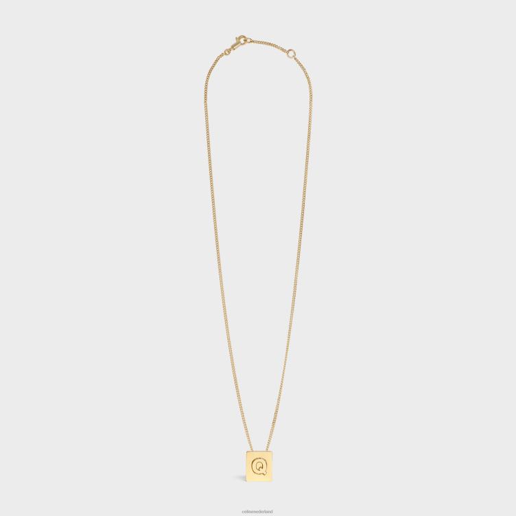 CELINE goud Alfabet q-ketting in messing met afwerking 4TLH81340