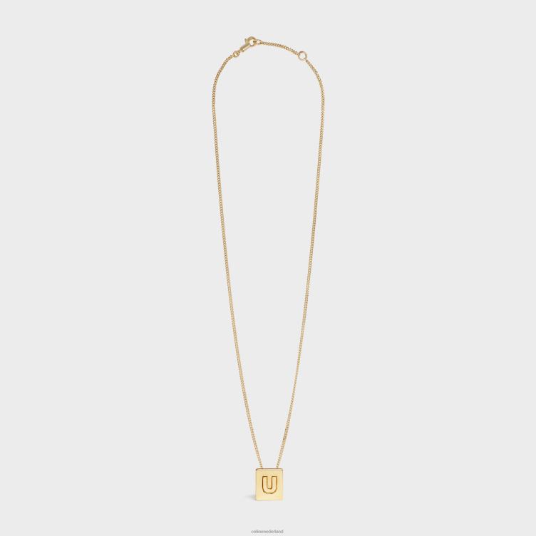 CELINE goud Alfabet u-ketting in messing met afwerking 4TLH81344