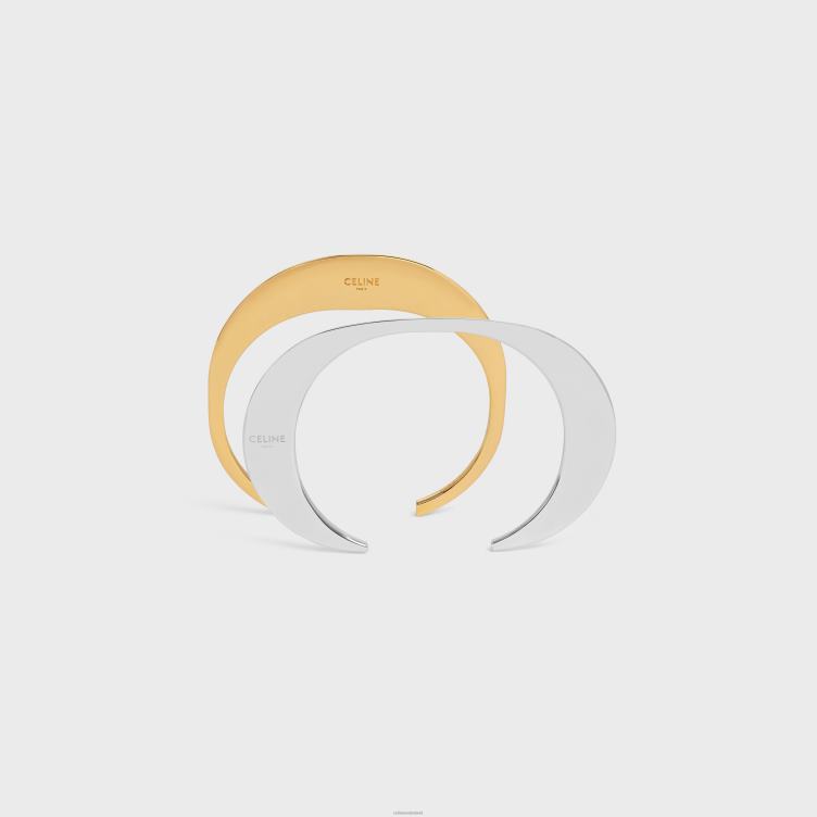 CELINE goud Zilver formes abstraites set van 2 manchetten in messing met goud- en rhodiumafwerking 4TLH81372