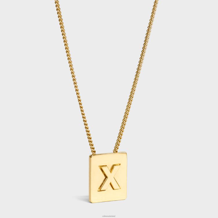 CELINE goud alfabet x ketting in messing met afwerking 4TLH81347