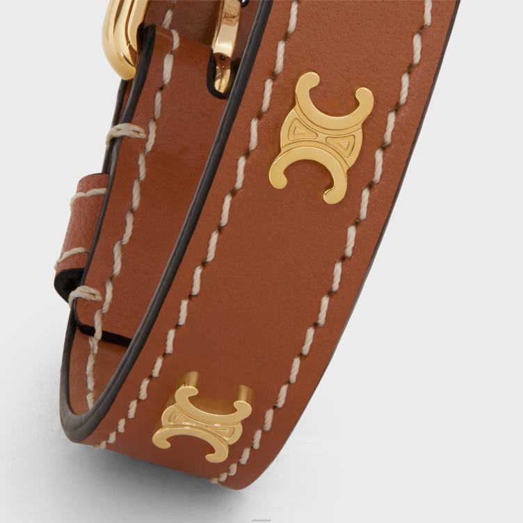 CELINE goud/bruin les cuirs armband van kalfsleer en messing met gouden afwerking 4TLH81323