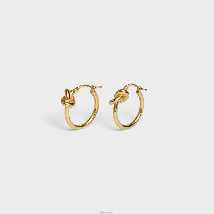 CELINE goud knoop kleine hoepels in messing met afwerking 4TLH81351