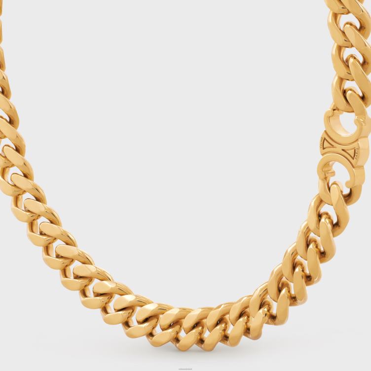 CELINE goud triomphe gourmette ketting in messing met afwerking 4TLH81310