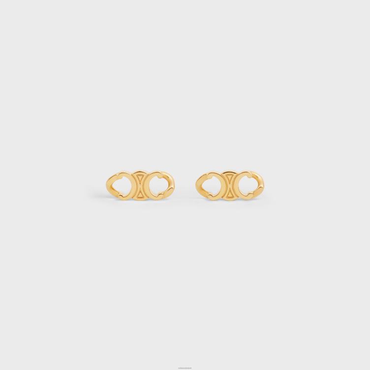 CELINE goud triomphe gourmette studs in messing met afwerking 4TLH81312