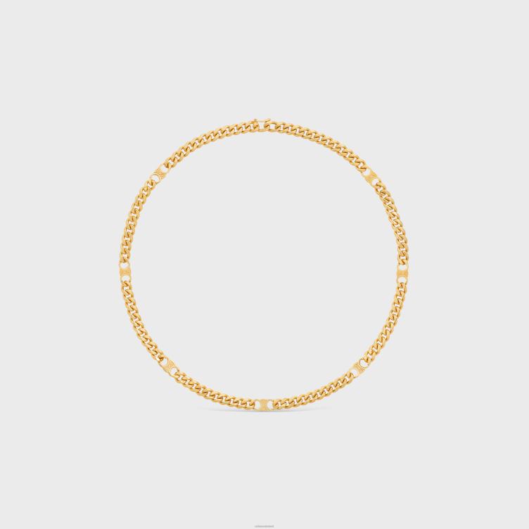 CELINE goud triomphe kleine gourmette ketting in messing met afwerking 4TLH81277