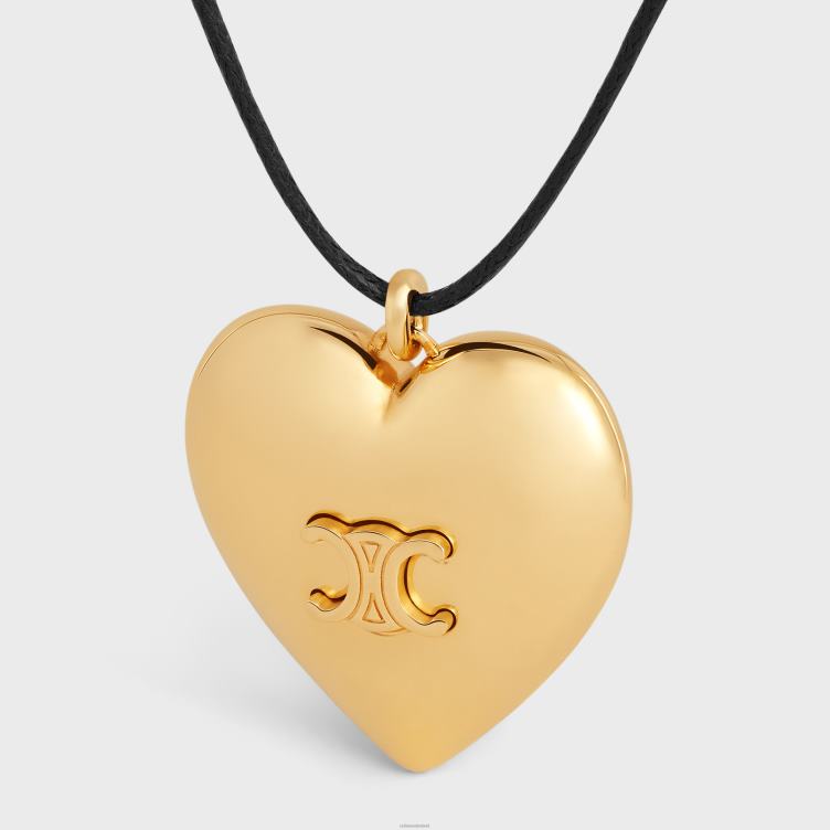 CELINE goud/zwart coeur triomphe ketting van messing met gouden afwerking en katoen 4TLH81255