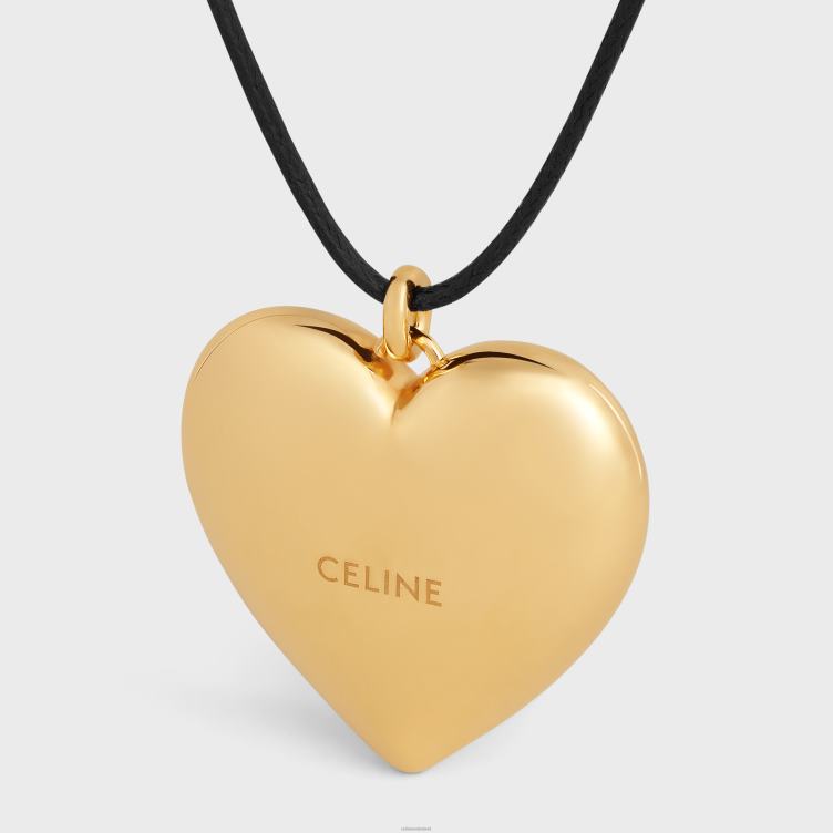 CELINE goud/zwart coeur triomphe ketting van messing met gouden afwerking en katoen 4TLH81255