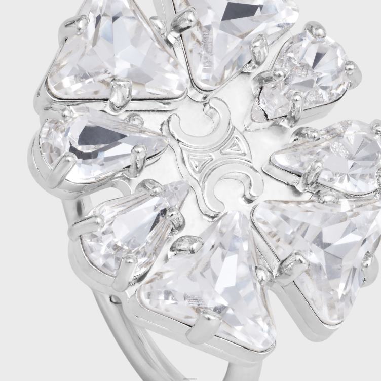 CELINE zilver madeliefjering in messing met rhodiumafwerking en strass 4TLH81374