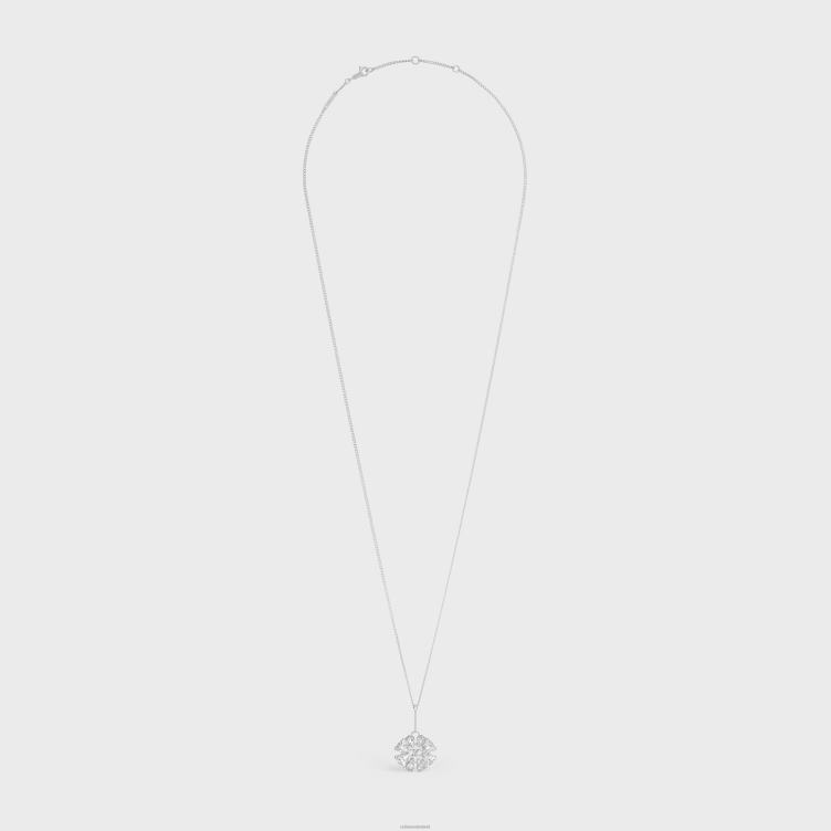 CELINE zilver madeliefjesketting van messing met rhodiumafwerking en strass 4TLH81355