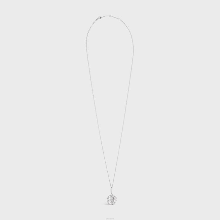 CELINE zilver madeliefjesketting van messing met rhodiumafwerking en strass 4TLH81355