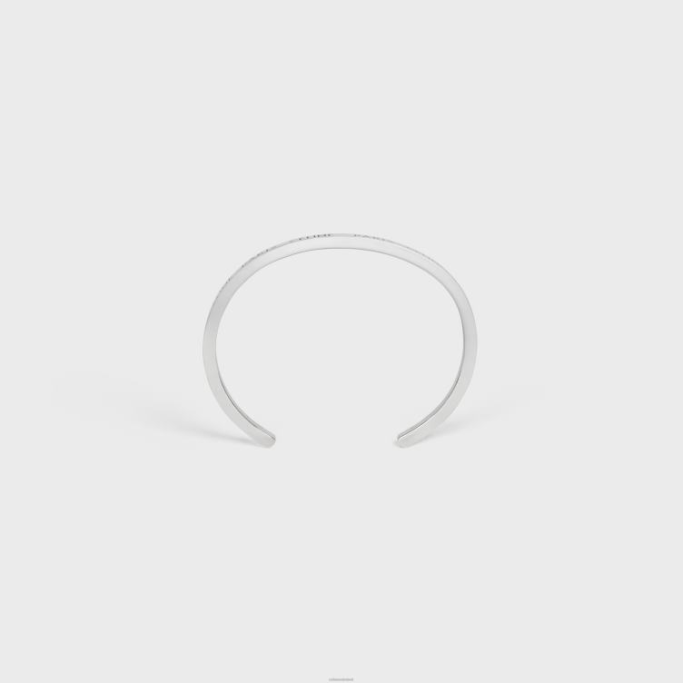 CELINE zilver parijs dunne manchet in messing met rhodiumafwerking 4TLH81366