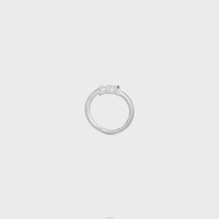 CELINE zilver triomphe asymmetrische ring in messing met rhodiumafwerking 4TLH81294