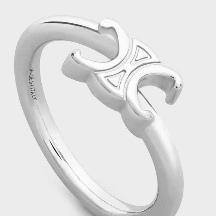 CELINE zilver triomphe asymmetrische ring in messing met rhodiumafwerking 4TLH81294