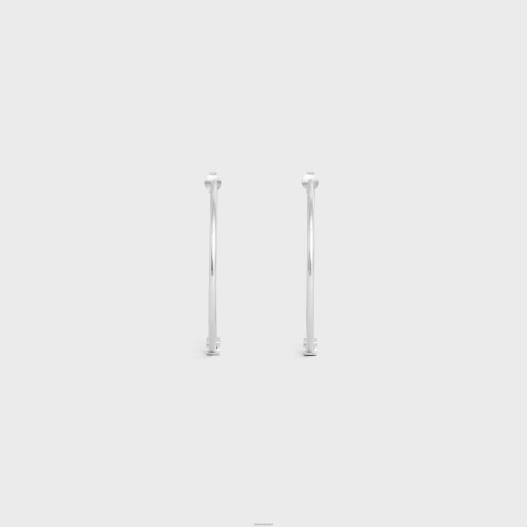 CELINE zilver triomphe grote hoepels in messing met rhodiumafwerking 4TLH81261