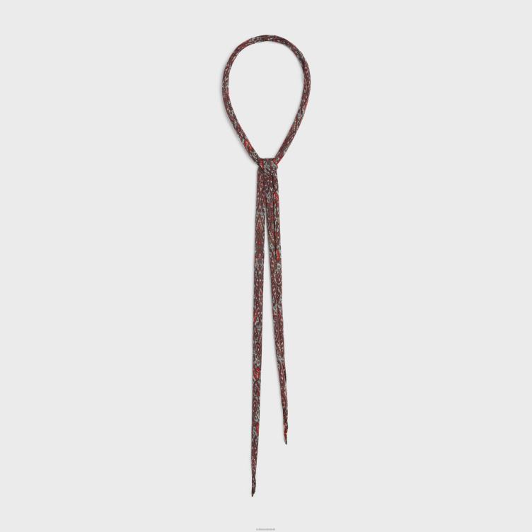 CELINE bruin/bordeaux dunne sjaal kasjmier zijde charmeuse 4TLH81222